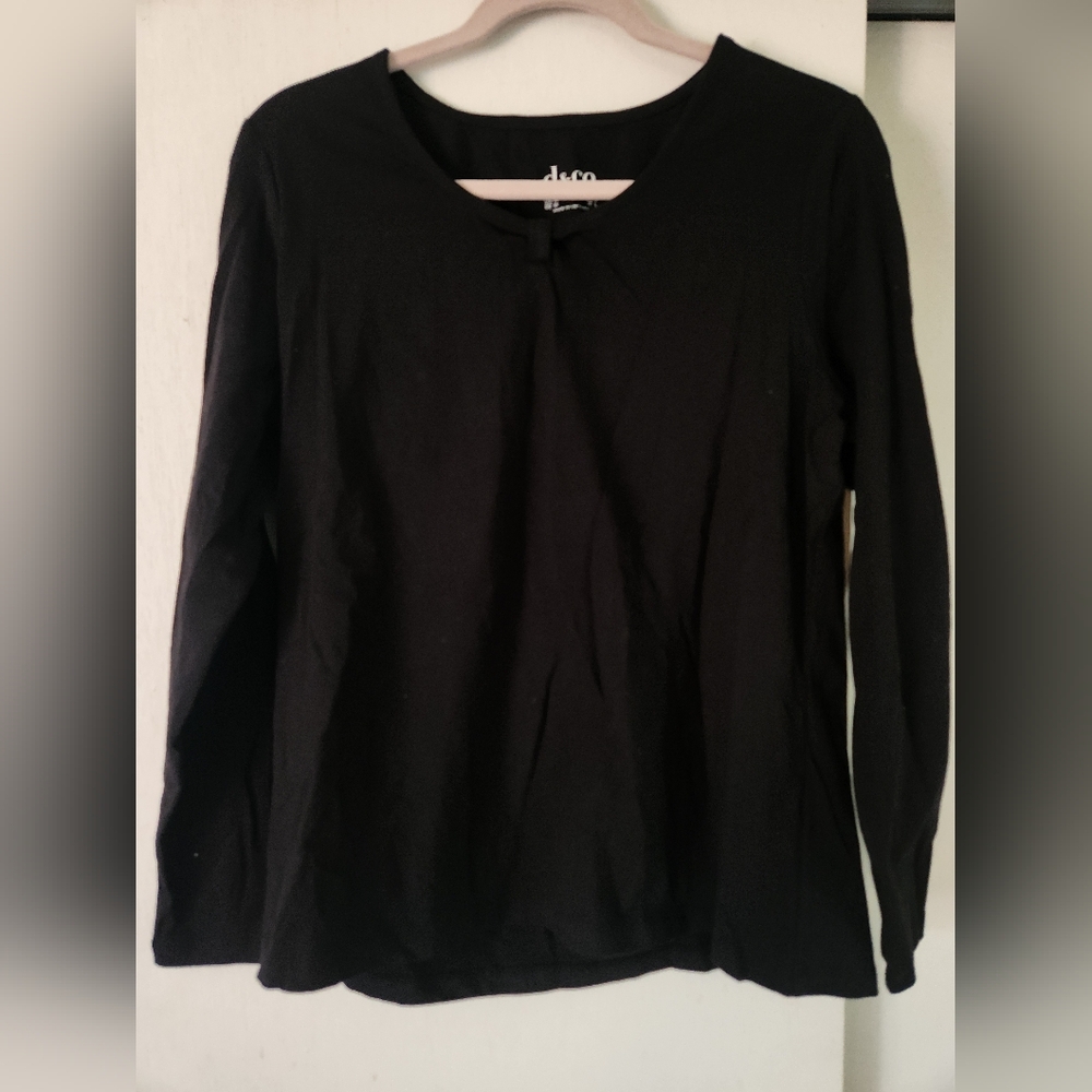 Denim & Co Black Long Sleeve Tee